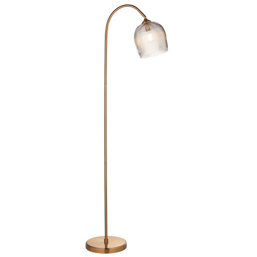 Ashcroft Brushed Aged Brass with Ribbed Clear Shade Floor Lamp