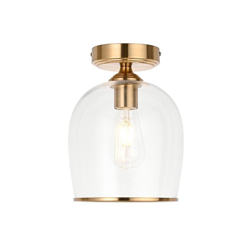 Endon Lighting Ashcroft Brushed Aged Brass with Clear Shade Flush Ceiling Light 