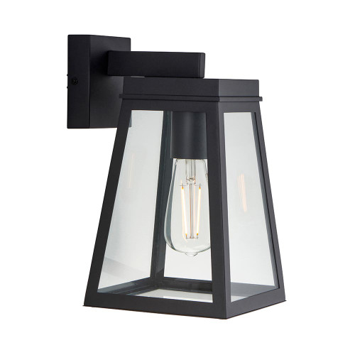 Lymington Matt Black with Clear Glass Shade IP44 Wall Light
