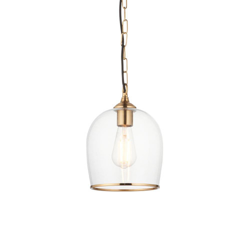 Endon Lighting Ashcroft Brushed Aged Brass with Clear Shade Pendant Light 
