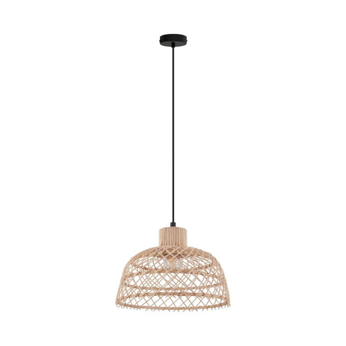 Eglo Lighting Ausnby Black Steel with Wood Shade Pendant Light