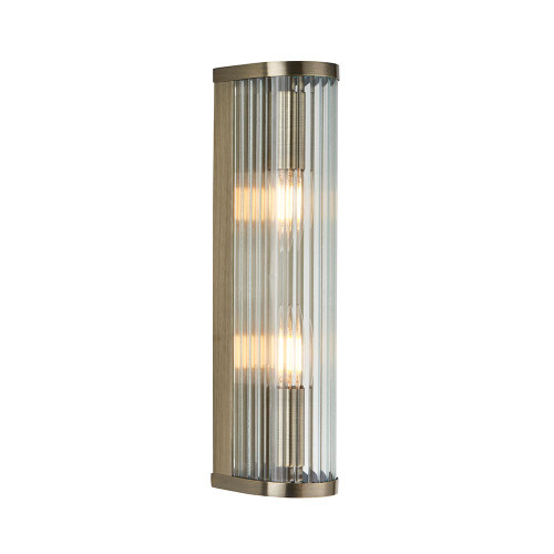 Ridgeton 2 Light Antique Brass with Clear Glass Panel Shade Wall Light