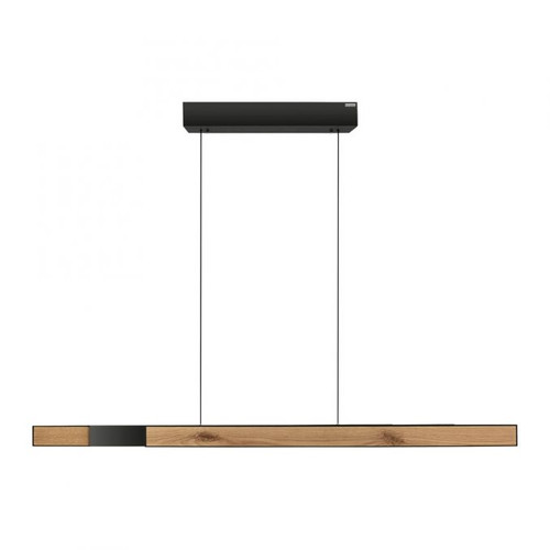 Pure Moto Rise 3 Light Black and Natural Wood LED Motorised Remote Control Bar Pendant Light