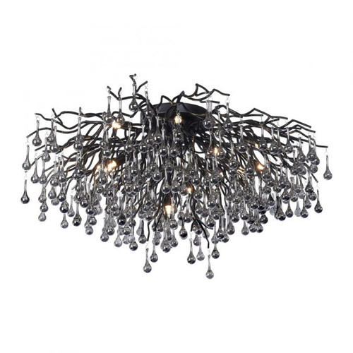 Icicle 14 Light Black and Crystal Semi Flush Light