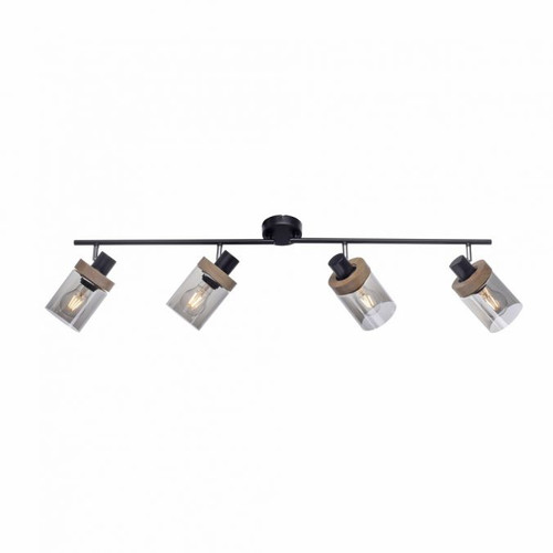 Pasqual 4 Light Black with Adjustable Smoke Glass Bar Ceiling Spotlight