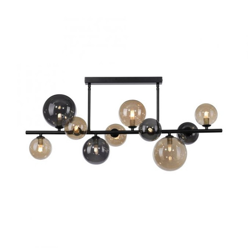 Popsicle 10 Light Black with Glass Spheres Semi-Flush Ceiling Light