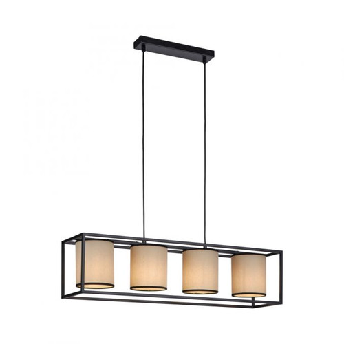 Raven 4 Light Black with Cream Shades Bar Pendant Light