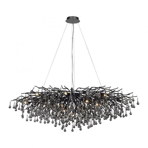 Icicle 15 Light Black with Crystal Chandelier
