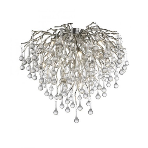 Icicle 9 Light Stainless Steel and Crystal Semi Flush Light