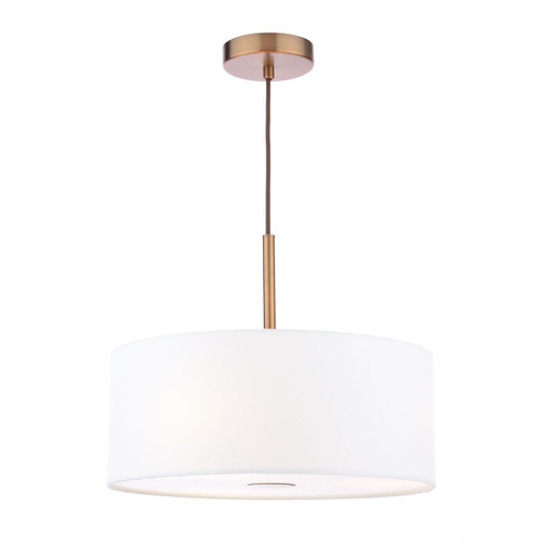 Dar Lighting Isla 3 Light Antique Bronze with Ivory Shade 40cm Shaded Pendant Light 