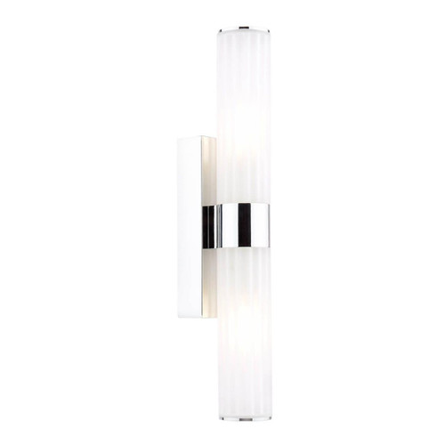 Dar Lighting Lars 2 Light Polished Chrome with White Frosted Acrylic IP44 Bathroom Wall Light 