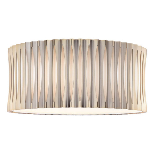 Netra 3 Light Satin Bronze with Ivory Slender Shaded Flush Ceiling Light