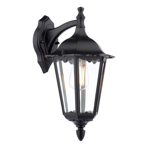Eddard Matt Black with Clear Glass Outdoor Wall Light