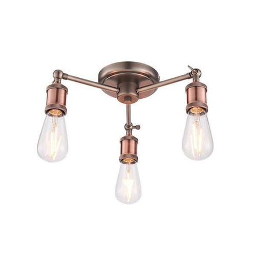 Endon Lighting Hal 3 Light Aged Pewter and Copper Semi-Flush Ceiling Light - Clearance 