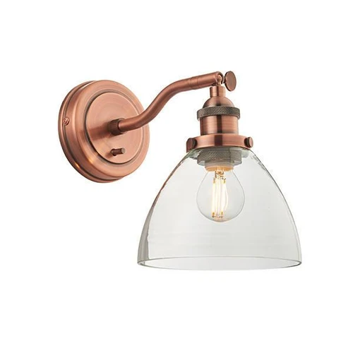 Endon Lighting Hansen Aged Copper with Clear Glass Wall Light - Clearance 