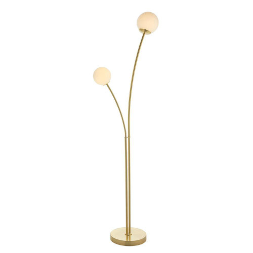 Endon Lighting Bloom 2 Light Satin Brass with Opal Glass Floor Lamp - Clearance 