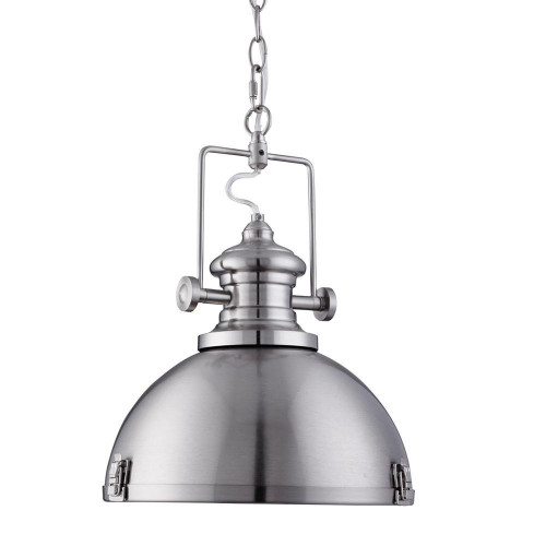 Searchlight Louisiana Satin Silver with Clear Lens Industrial Pendant Light - Clearance 