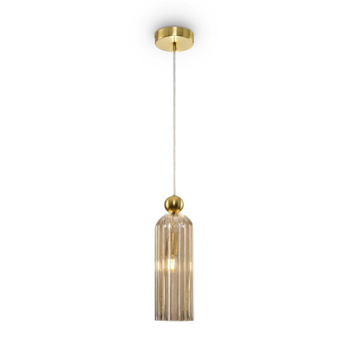 Maytoni Antic Cognac Glass with Brushed Brass Pendant Light - Clearance 