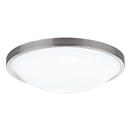 Dar Lighting Dover Satin Chrome with White Shade IP44 Flush Ceiling Light