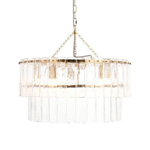 Karine 5 Light Brushed Aged Brass with Clear Shade Pendant Light