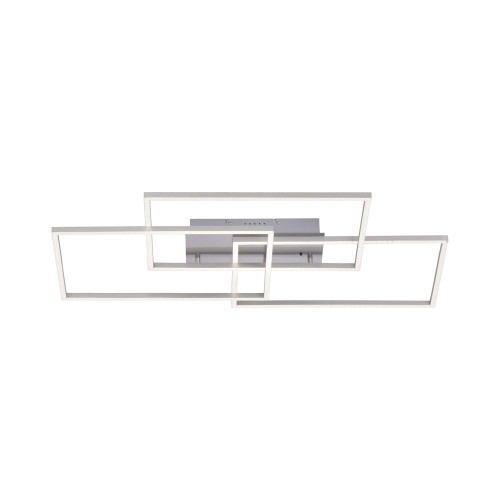 Leuchten Direkt IVEN 3 Light Large Satin Chrome Triple Rectangle Dimmable Ceiling Light