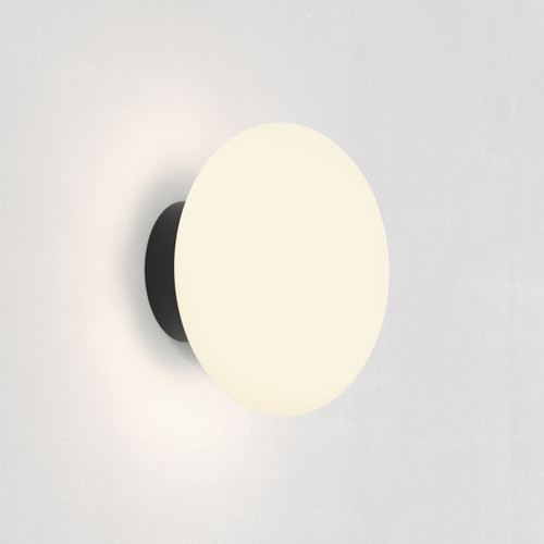 Zeppo Matt Black with White Glass IP44 Bathroom Wall Light