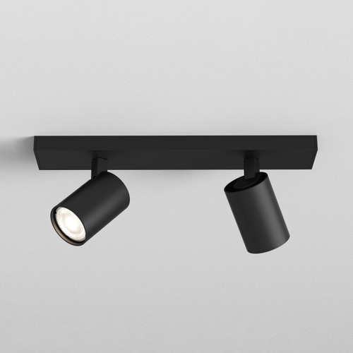 Ascoli 2 Light Twin Matt Black Adjustable Bar Ceiling Spotlight