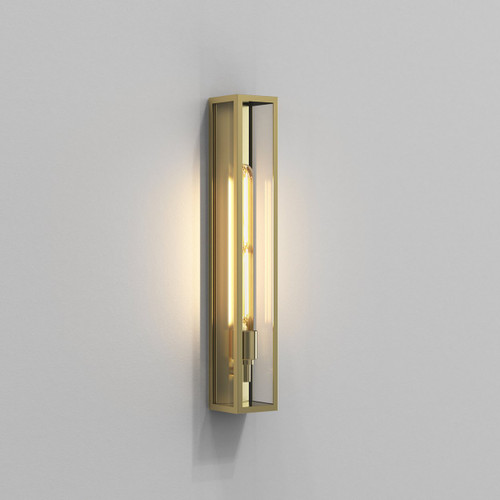 Harvard Natural Brass 50cm IP44 Wall Light