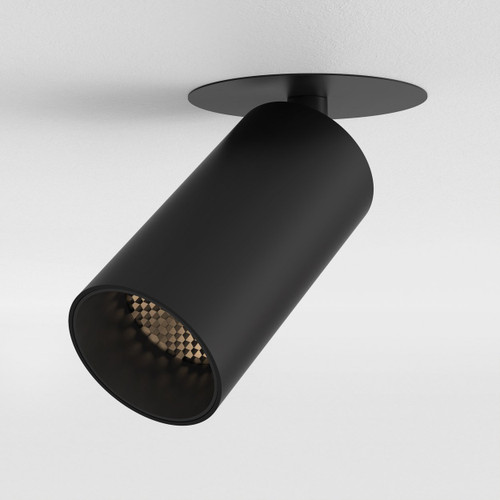 Can Matt Black Adjustable 5.2cm 2700K LED Recessed Ceiling Spotlight