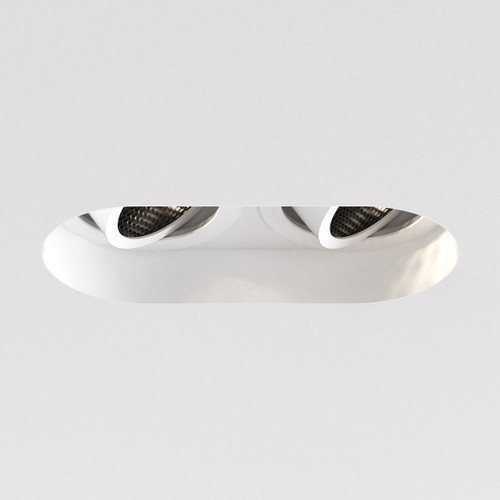 Trimless Twin 2 Light Matt White Round Adjustable Recessed Ceiling Light