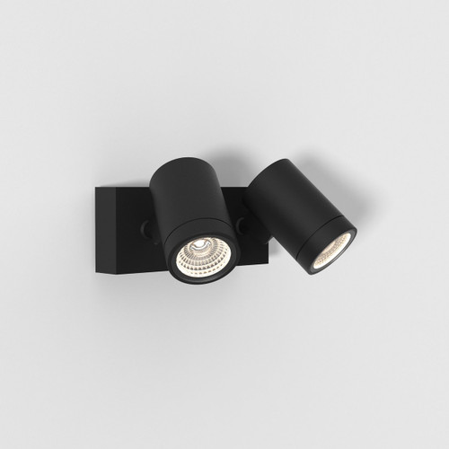 Bayville 2 Light Black Adjustable Twin LED IP65 Wall Spotlight 