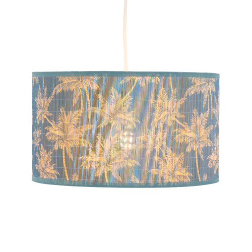 Oaks Lighting Bambou Cyan Drum 30cm Shade Only 