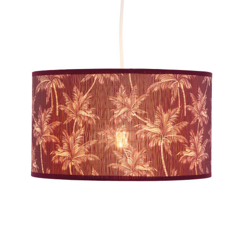 Oaks Lighting Bambou Burgundy Drum 35cm Shade Only 