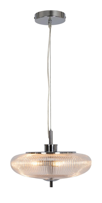 Oaks Lighting Ashwell 3 Light Black with Smoked Ribbed Shaded Pendant Light 