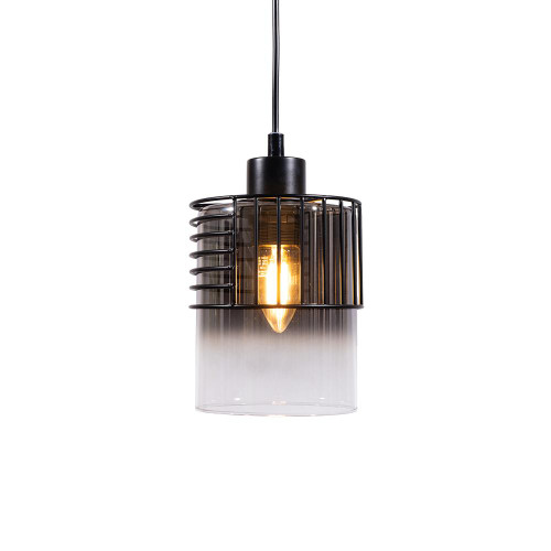 Oaks Lighting Walpa Black with Smoked Tinted Glass Pendant Light 