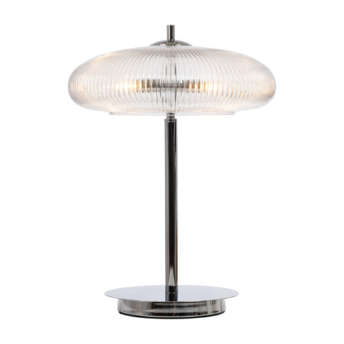 Ashwell Chrome with Clear Ribbed Glass Shade Table Lamp