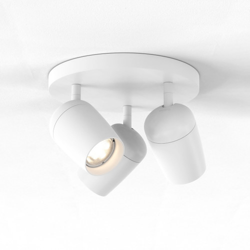Koto 3 Light Matt White Adjustable Plate Ceiling Spotlight