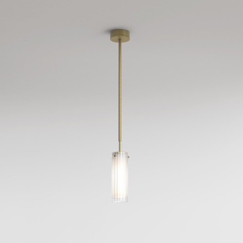 Ottavino Matt Brushed Brass with Clear and White Glass Shade IP44 Bathroom Pendant Light