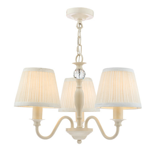 Ellis 3 Light Satin-Painted Spindle with Ivory Shades Chandelier