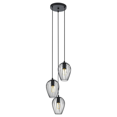 Eglo Lighting Newtown 3 Light Black Finish Pendant Pendant Light