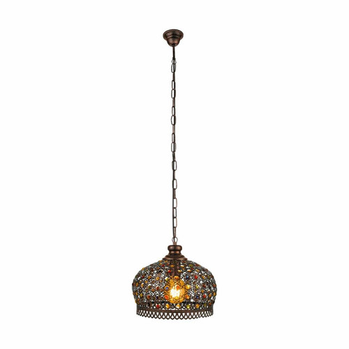 Eglo Lighting Jadida Antique Copper with Medium Coloured Glass Pendant Light