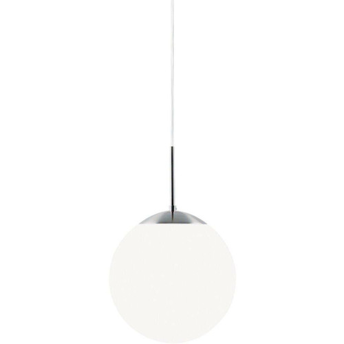 Nordlux Cafe 20 Silver with White Opal Glass Globe Pendant Light
