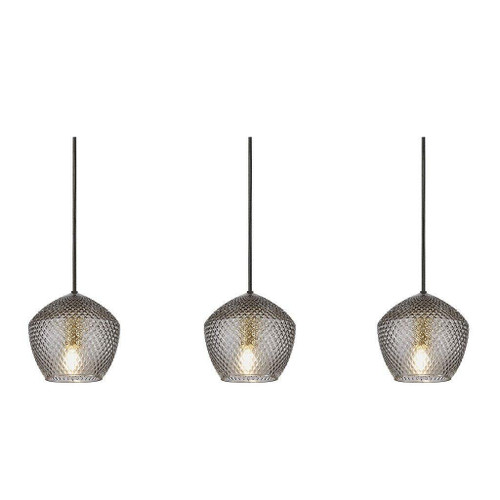 Nordlux Orbiform 3 Light Brass with Smoked Glass Bar Pendant Light