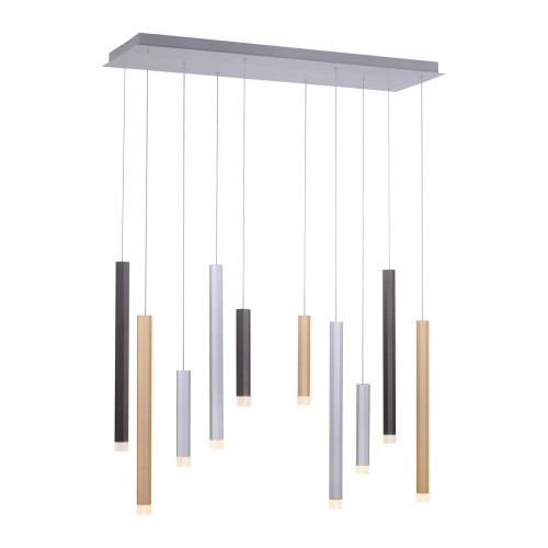 Paul Neuhaus PURE-GEMIN 10 Light Aluminium with Black and Gold Dimmable Bar Pendant Light