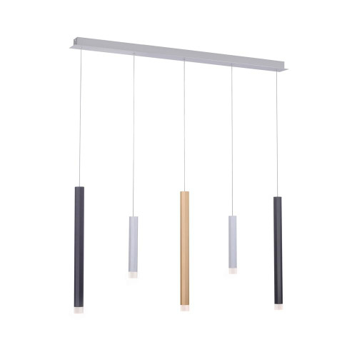 Paul Neuhaus PURE-GEMIN 5 Light Aluminium with Black and Gold Dimmable Bar Pendant Light