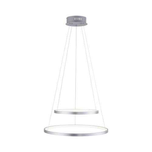 Leuchten Direkt CIRCLE 2 Light Silver Double Ringed Dimmable Colour Change Smart Pendant Light