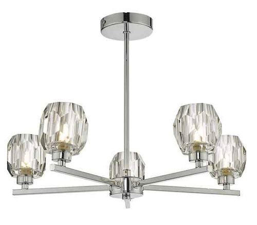 Idina Polished Chrome 5 Light Semi Flush Pendant Light