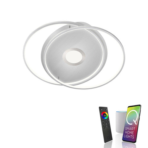 Paul Neuhaus Q-AMIRA Brushed Chrome Ringed Smart LED Ceiling Light