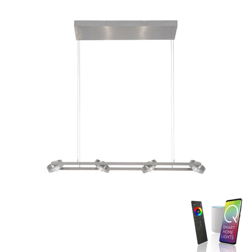 Paul Neuhaus Q-MIA 16 Light Brushed Chrome Smart LED Bar Pendant Light