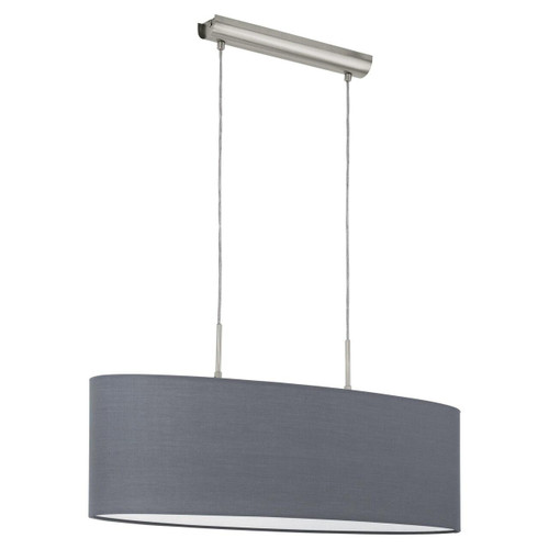 Eglo Lighting Pasteri 2 Light Satin Nickel with 220 Grey Fabric Shade Pendant Light